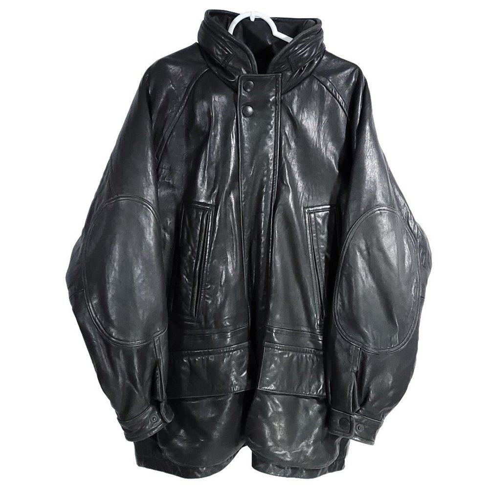 Nautica Insulated Heavy Leather Coat sz 42